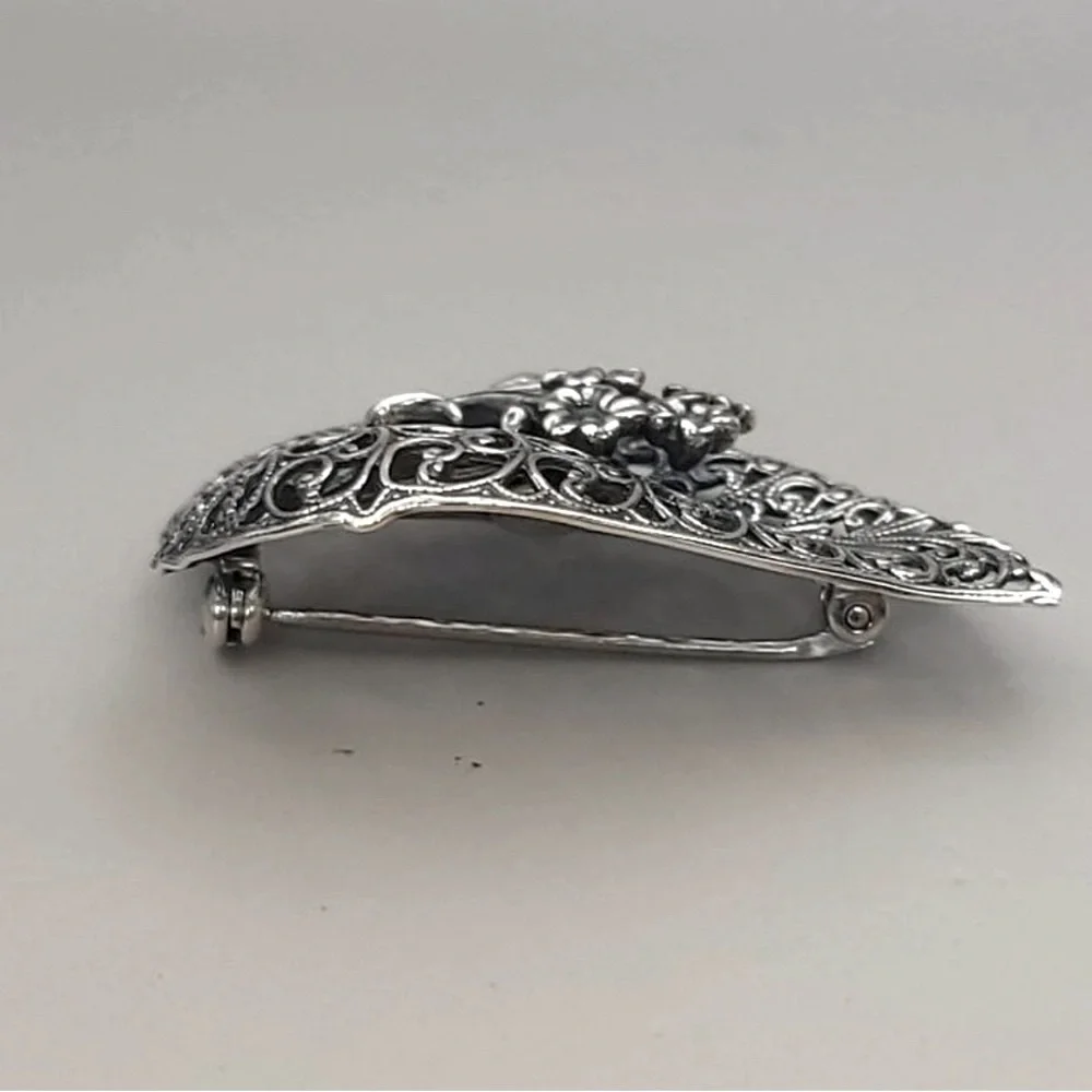 JewelArt Sterling Silver Metal Filigree Brooch